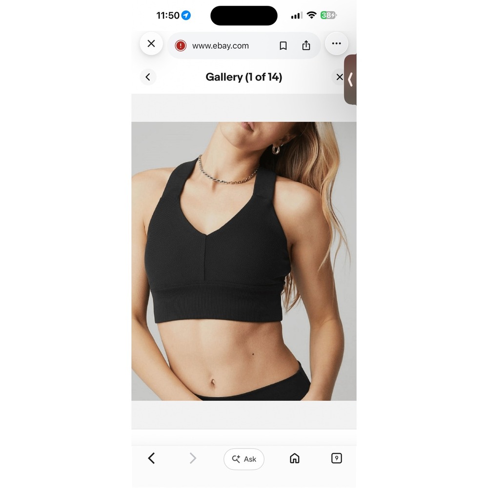 Alo Yoga Women's V-Neck Emulate Sports Bra Size Large